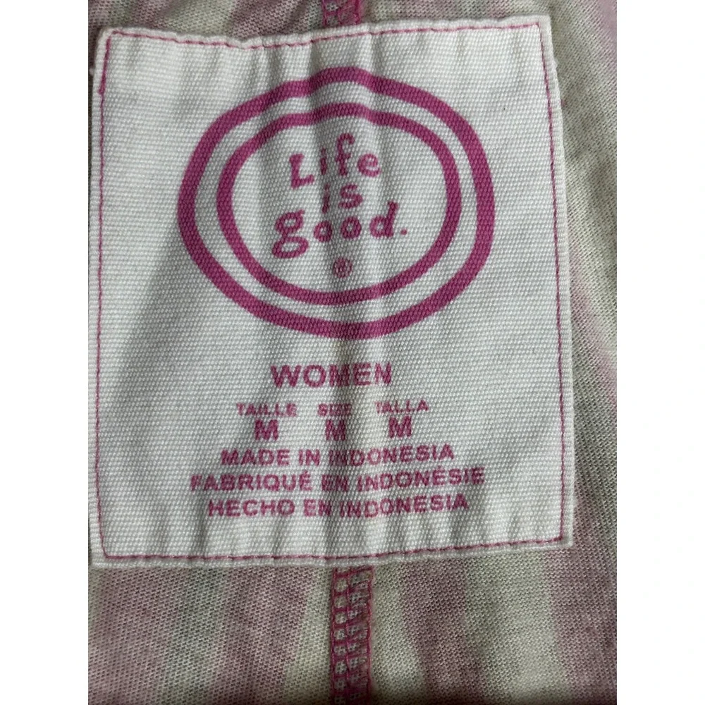 Life is Good Womens Pink Tan Striped Cotton Pajama Lounge Pants Size M